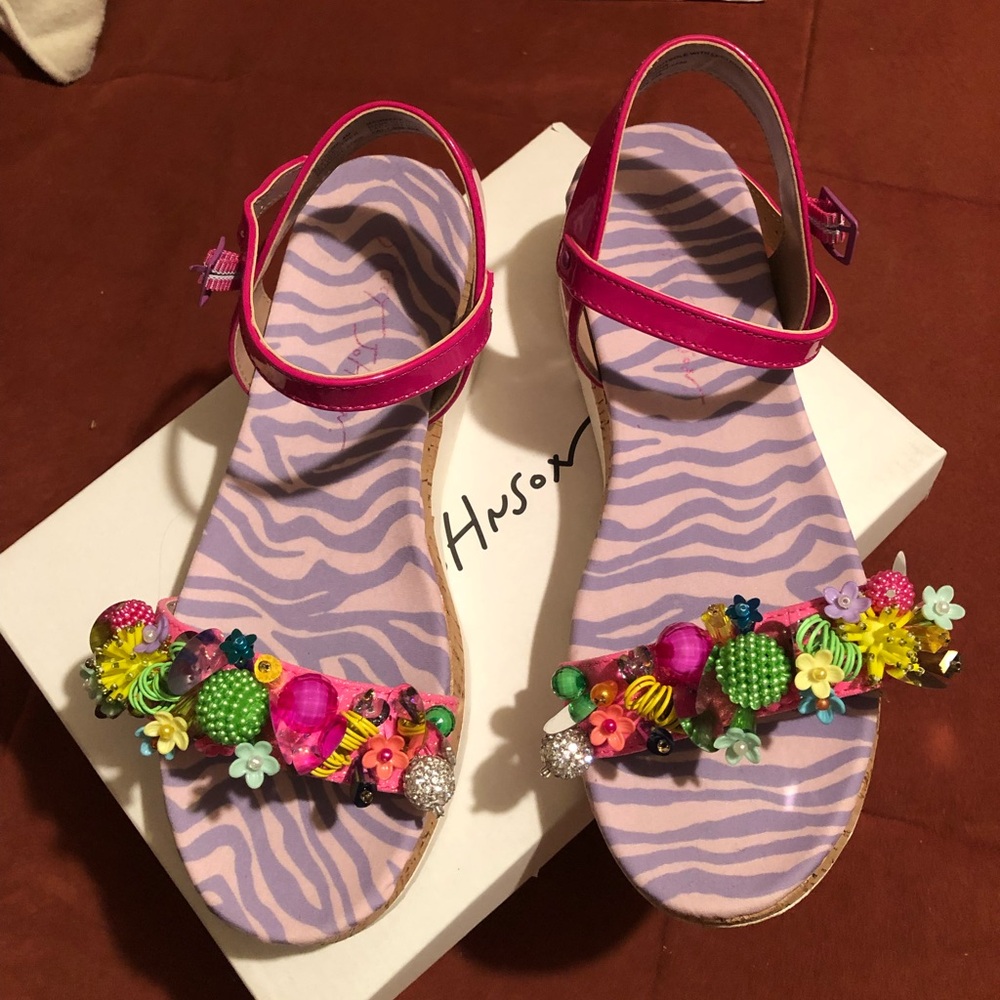 Girls Betsey Johnson Frank floral bead sandals